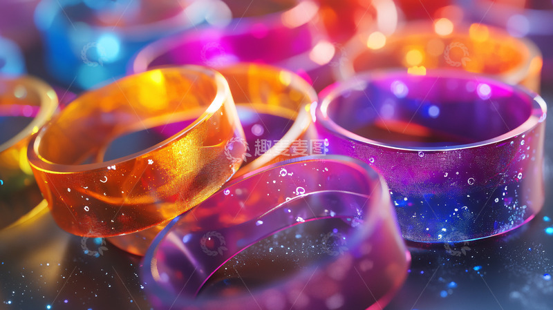 高清大图下载【趣麦麦图】彩色透明环状饰品