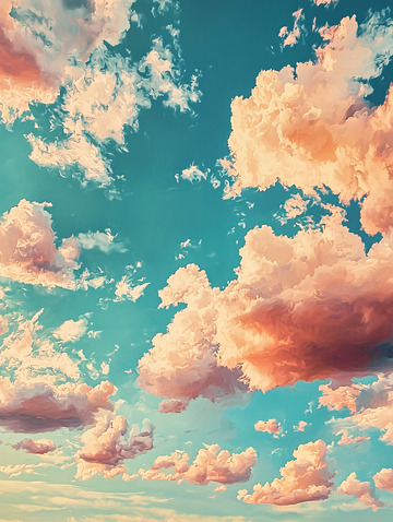 粉色云朵的蓝天