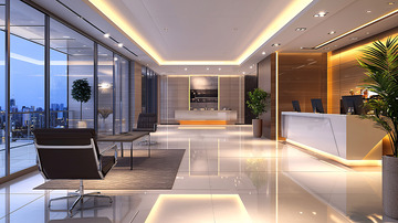 现代化公司大堂夜景