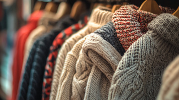 毛衣展示架上的羊毛衫