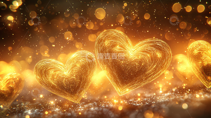 高清大图下载【趣麦麦图】金色闪耀爱心