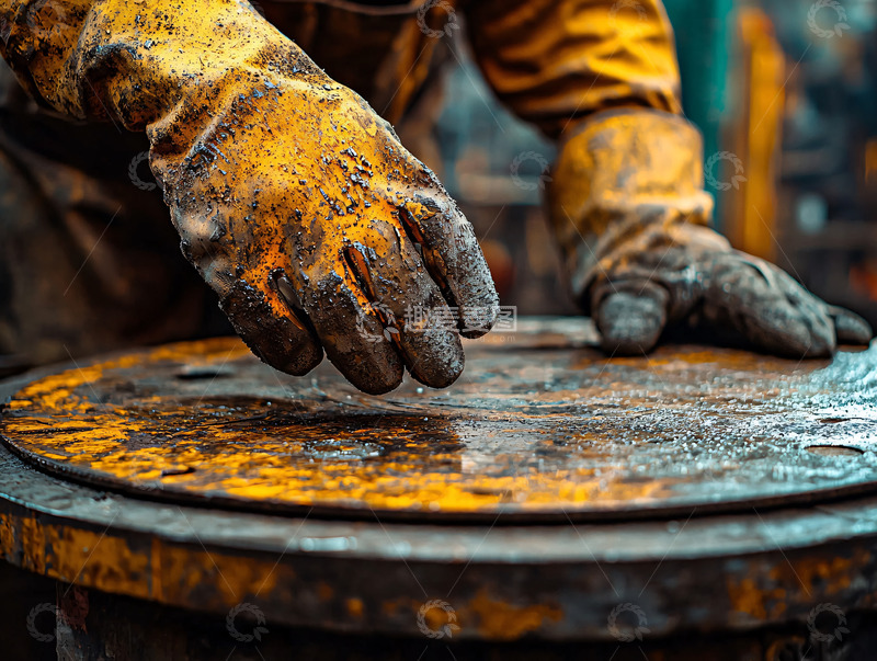 高清大图下载【趣麦麦图】沾满油污的双手触摸金属