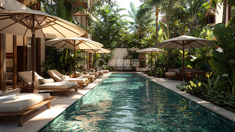 高清大图下载【趣麦麦图】热带泳池度假酒店