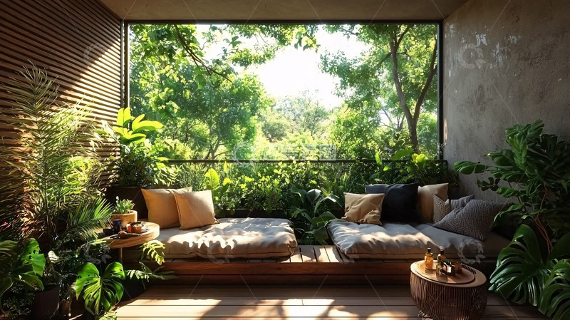 高清大图下载【趣麦麦图】阳台花园休闲区