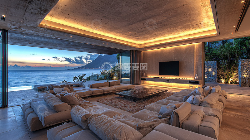 高清大图下载【趣麦麦图】豪华海景客厅