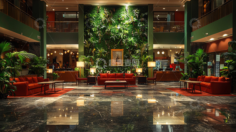 高清大图下载【趣麦麦图】酒店大堂绿植装饰
