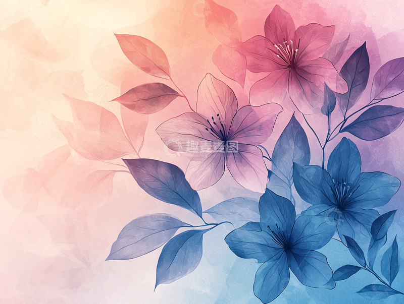 高清大图下载【趣麦麦图】水彩花卉背景4