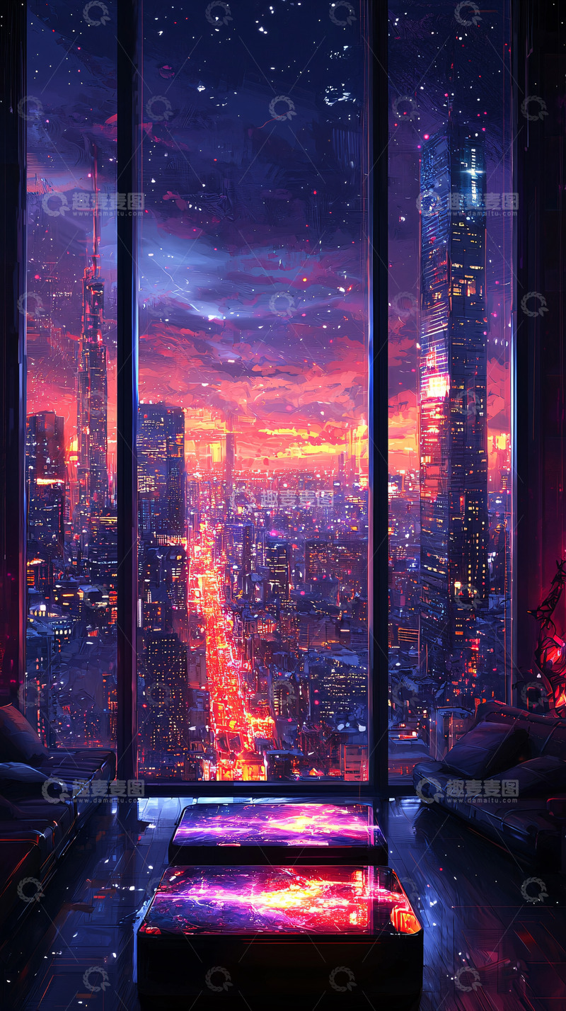 高清大图下载【趣麦麦图】高楼夜景