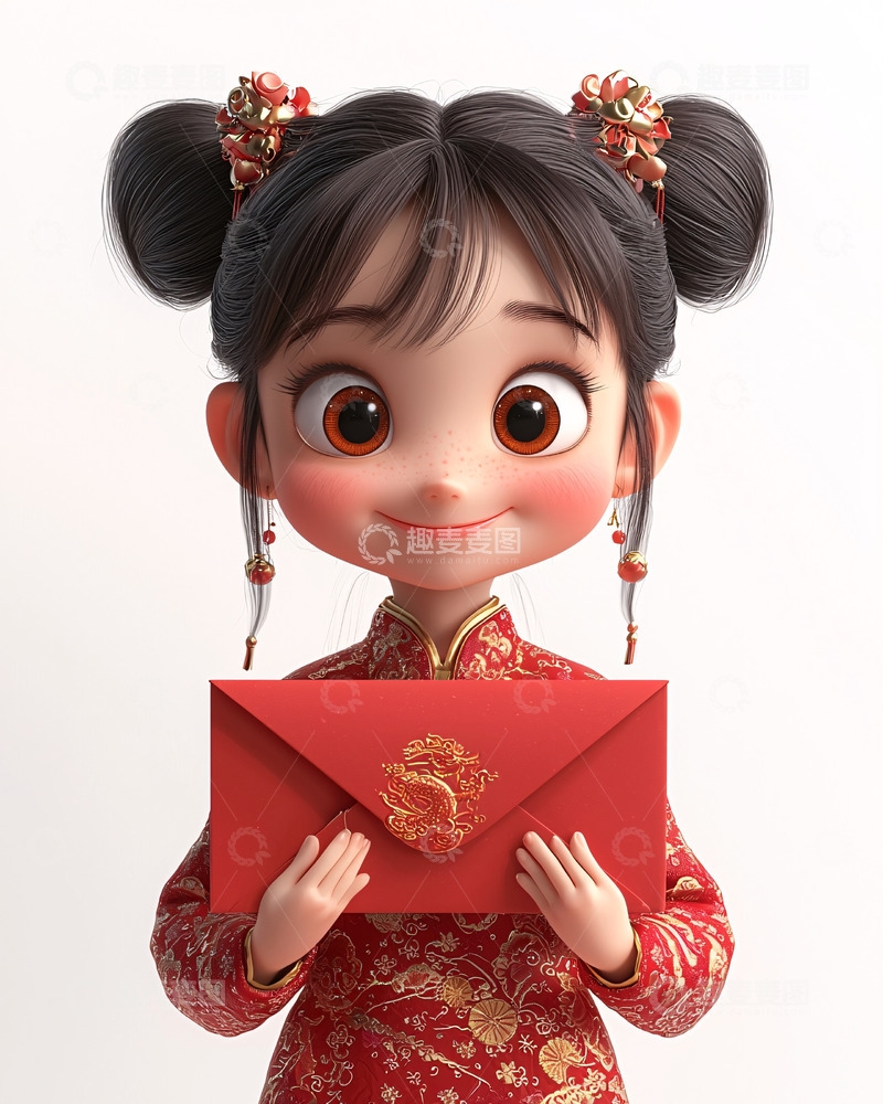 高清大图下载【趣麦麦图】可爱中国风女孩