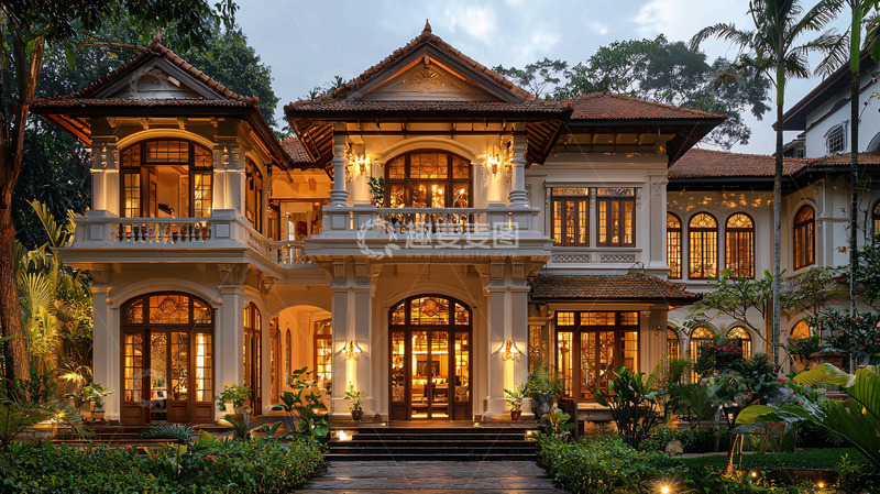 高清大图下载【趣麦麦图】豪华别墅夜景