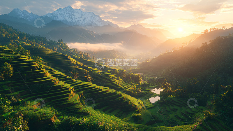 高清大图下载【趣麦麦图】青翠山谷阳光明媚