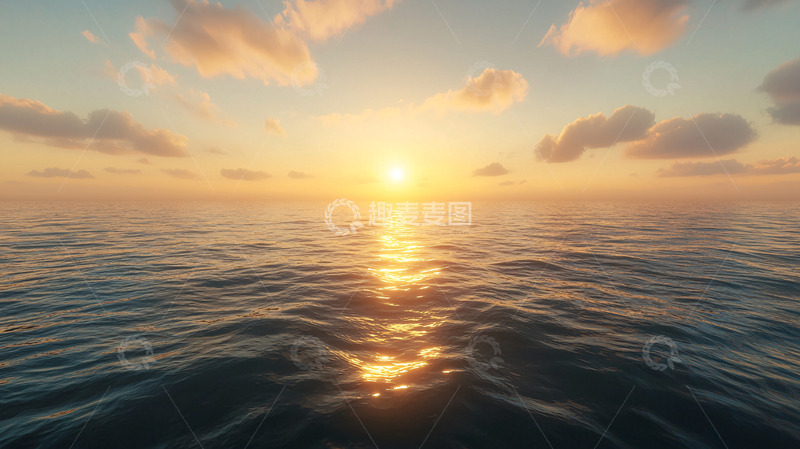 高清大图下载【趣麦麦图】平静海面上的日出