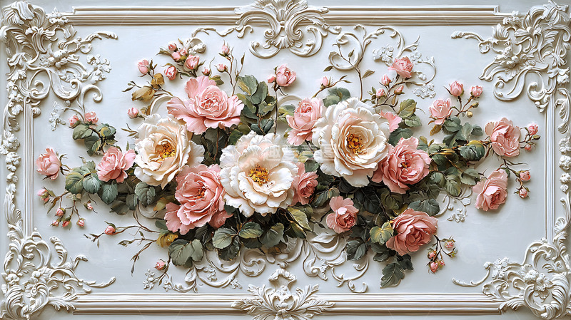 高清大图下载【趣麦麦图】欧式玫瑰花纹背景