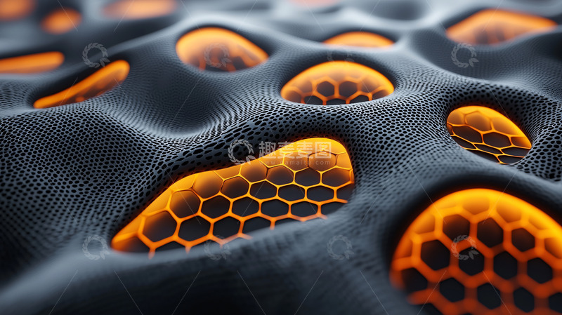 高清大图下载【趣麦麦图】黑色蜂窝结构与橙色
