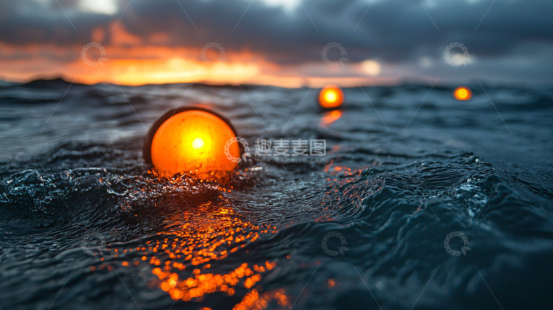 高清大图下载【趣麦麦图】海上漂浮的灯笼