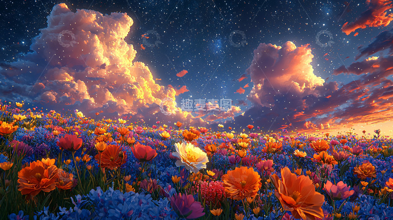 高清大图下载【趣麦麦图】梦幻星空花海
