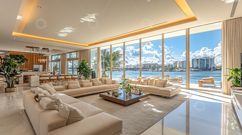 高清大图下载【趣麦麦图】现代简约海景豪宅客厅