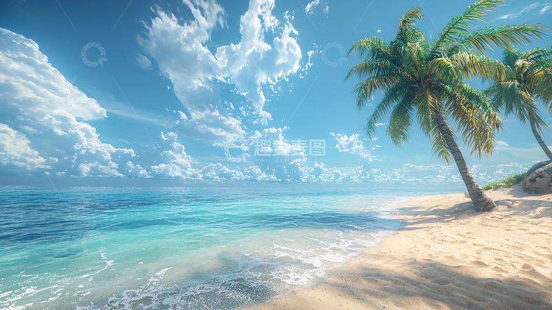 高清大图下载【趣麦麦图】热带海滩和棕榈树