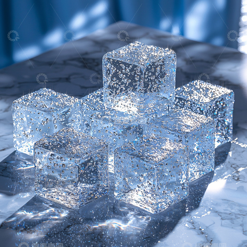 高清大图下载【趣麦麦图】晶莹剔透的冰块堆叠