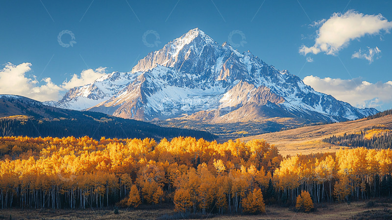 高清大图下载【趣麦麦图】雪山秋色