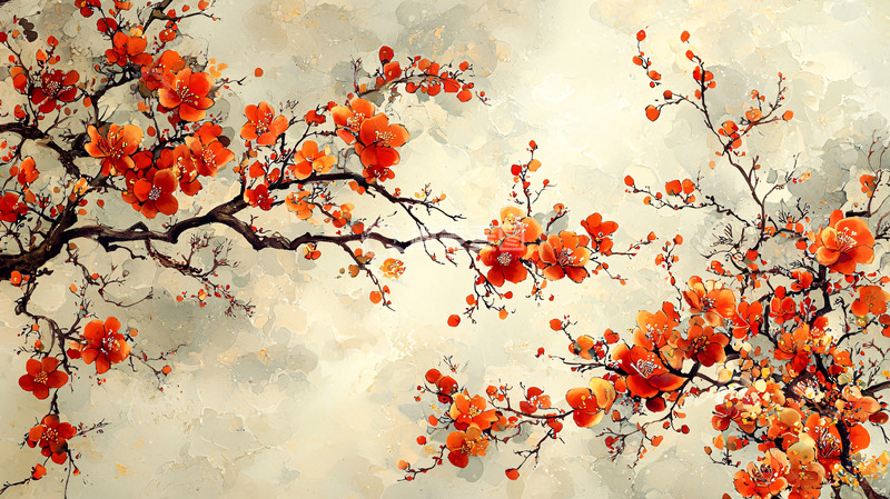 高清大图下载【趣麦麦图】水墨红梅