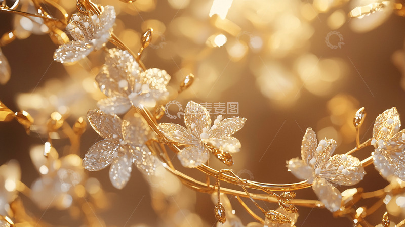 高清大图下载【趣麦麦图】金色花朵发饰