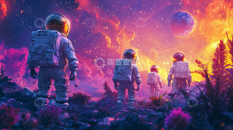 高清大图下载【趣麦麦图】宇航员太空探索