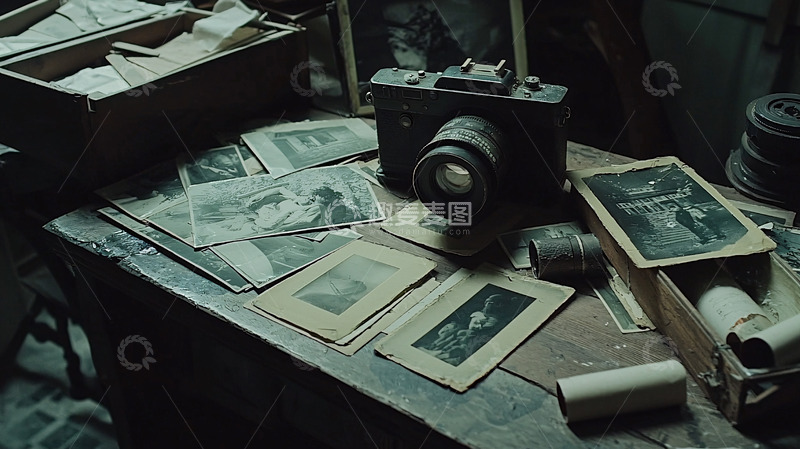 高清大图下载【趣麦麦图】老旧相机与泛黄照片