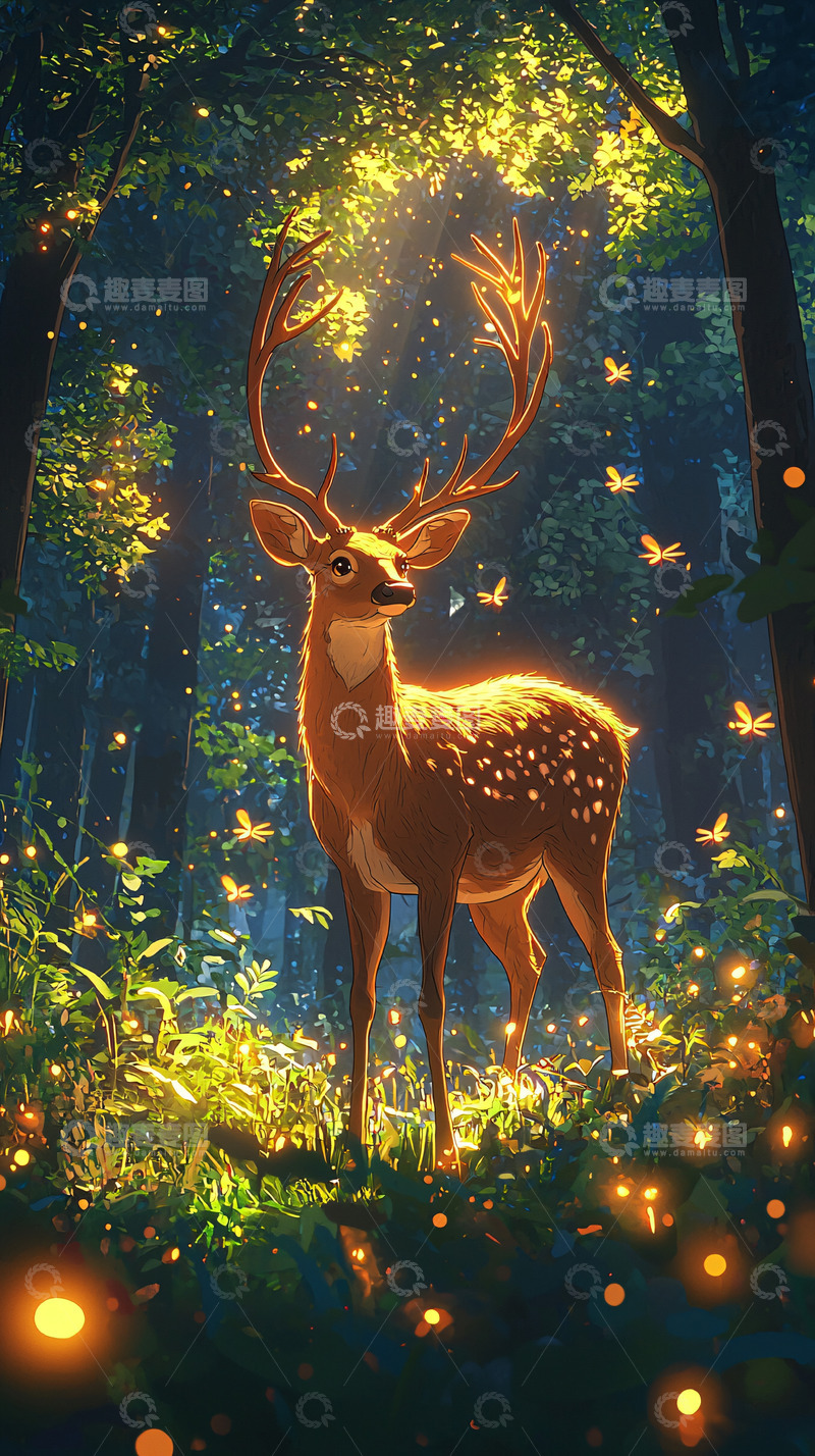 高清大图下载【趣麦麦图】森林精灵鹿