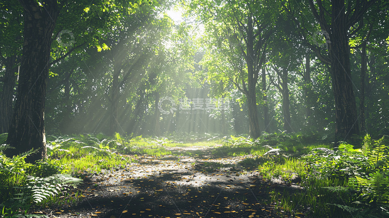 高清大图下载【趣麦麦图】阳光森林小路