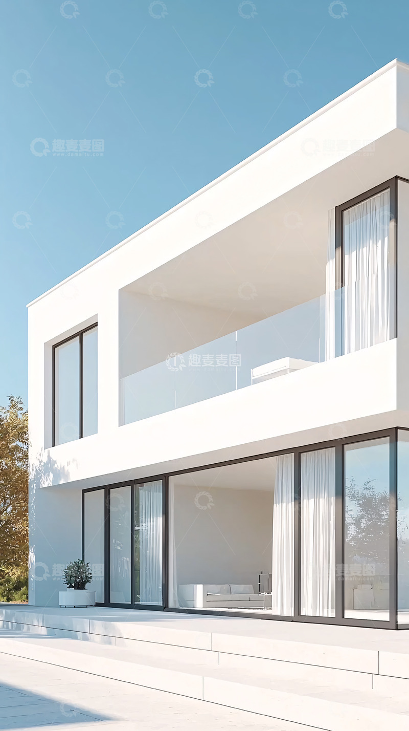 高清大图下载【趣麦麦图】现代简约白色别墅