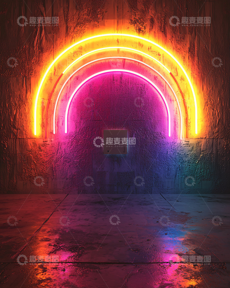 高清大图下载【趣麦麦图】霓虹灯拱门背景
