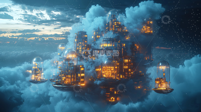 高清大图下载【趣麦麦图】云中城市