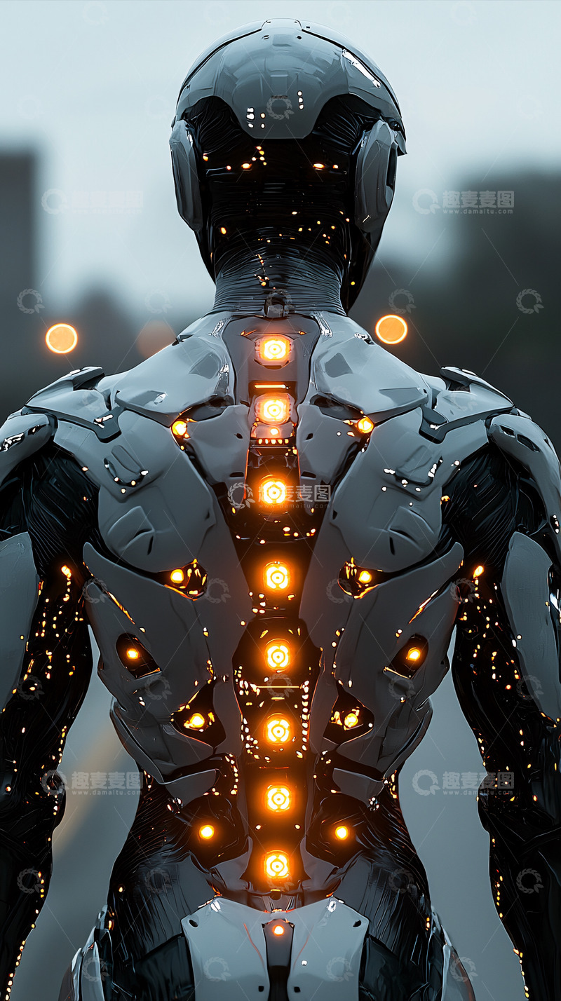 高清大图下载【趣麦麦图】未来科技感机器人背影