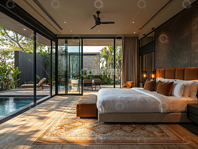 高清大图下载【趣麦麦图】私家泳池豪华别墅卧室