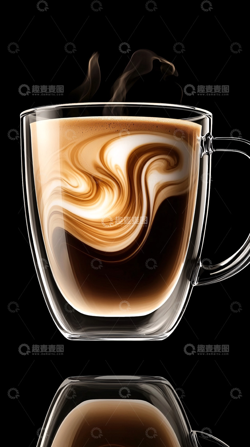 高清大图下载【趣麦麦图】双层玻璃杯咖啡