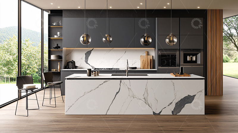 高清大图下载【趣麦麦图】现代极简灰色系厨房