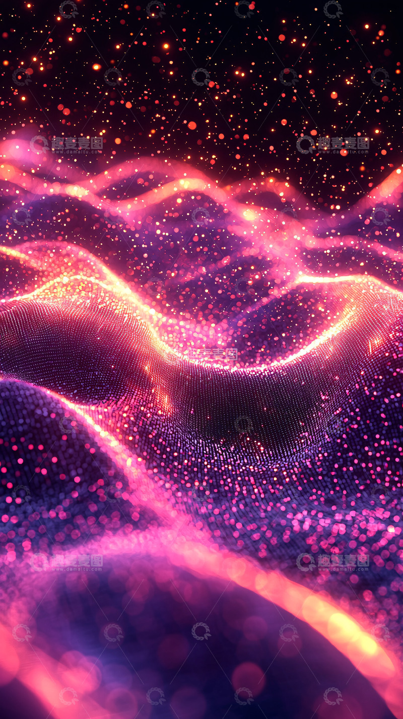 高清大图下载【趣麦麦图】紫粉色光波星空抽象背景
