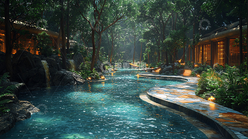 高清大图下载【趣麦麦图】雨林风格泳池