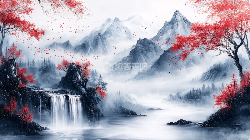 高清大图下载【趣麦麦图】水墨山水画171