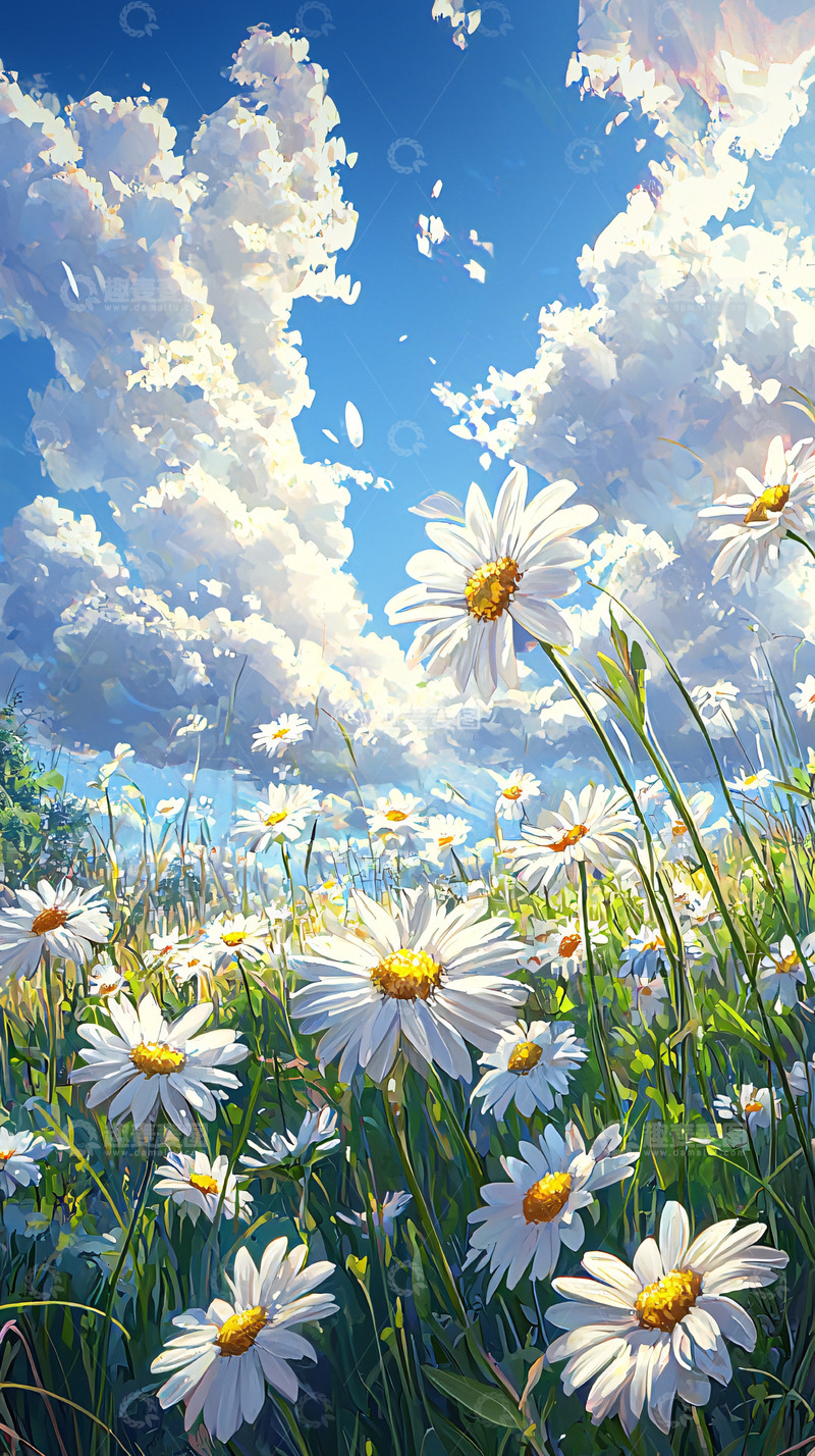 高清大图下载【趣麦麦图】雏菊盛开的田野
