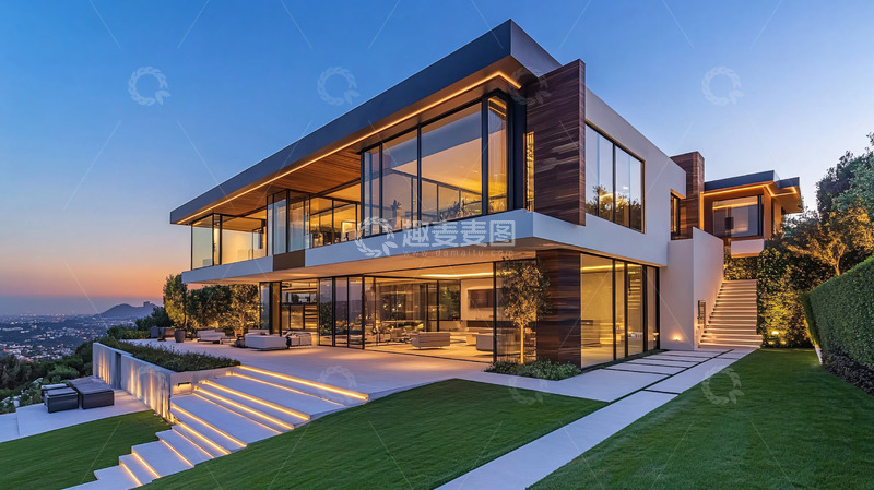 高清大图下载【趣麦麦图】现代风格别墅夜景