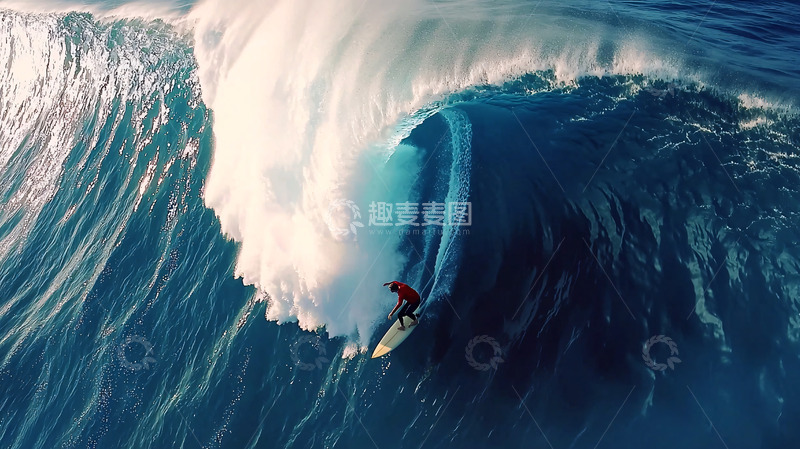 高清大图下载【趣麦麦图】巨浪冲浪运动员