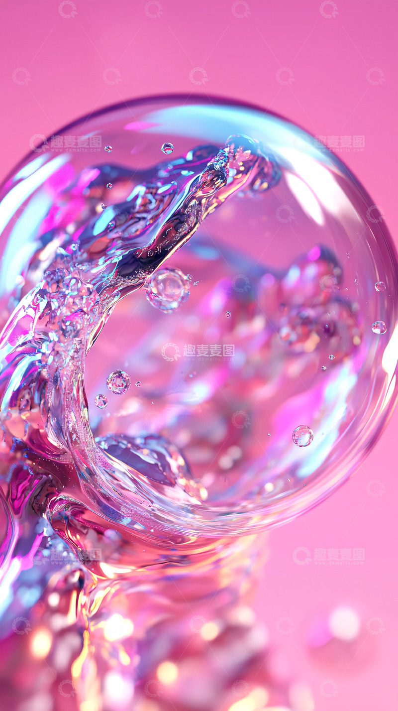 高清大图下载【趣麦麦图】粉色梦幻泡泡水纹