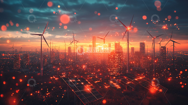 高清大图下载【趣麦麦图】未来城市风力发电