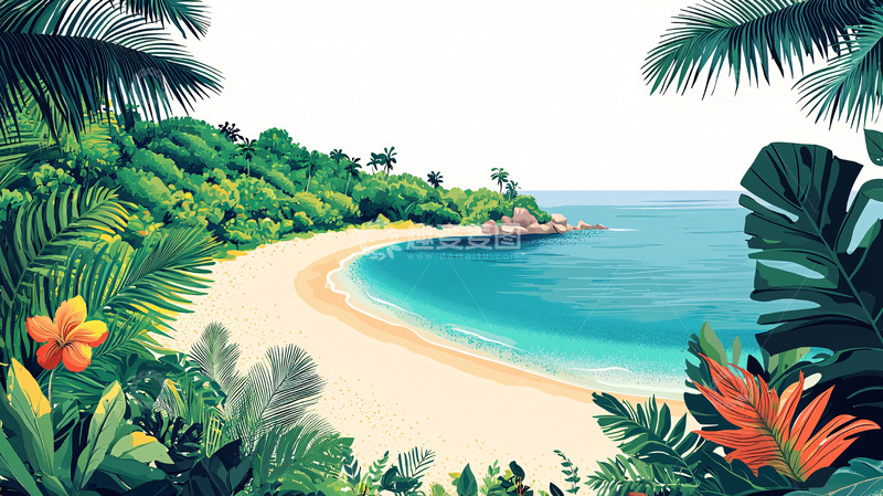 高清大图下载【趣麦麦图】热带海滩的宁静一角