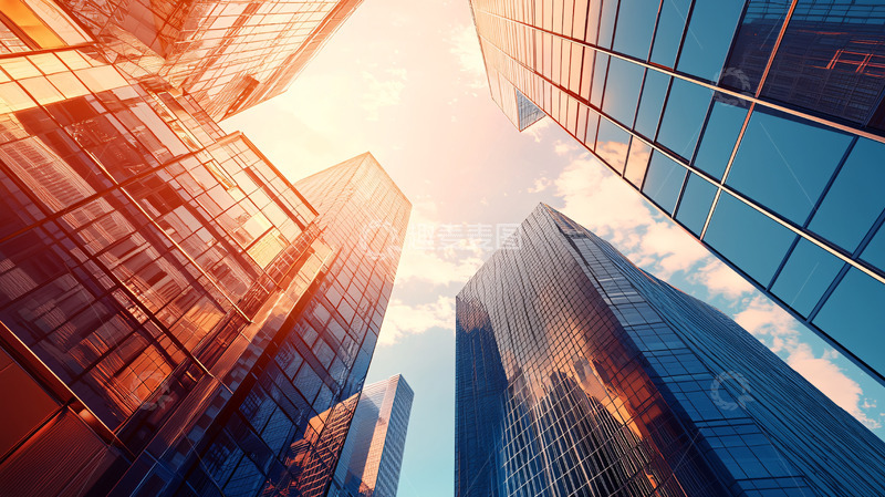 高清大图下载【趣麦麦图】仰视角度下的现代摩天大楼