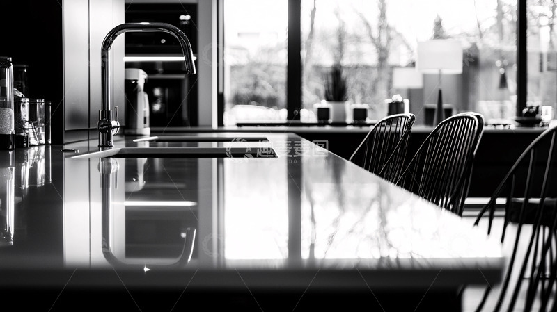 高清大图下载【趣麦麦图】现代厨房黑色大理石台面