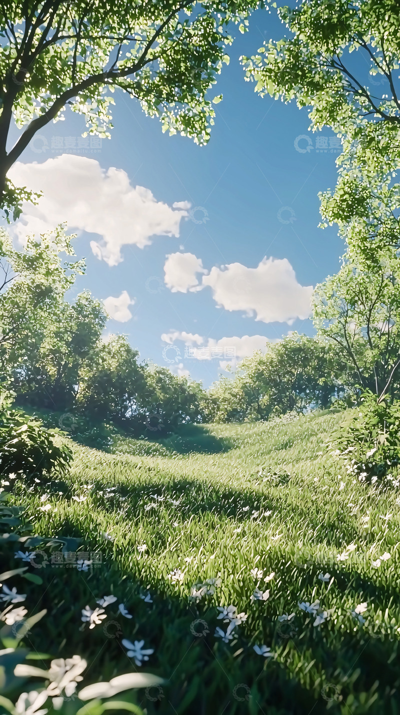 高清大图下载【趣麦麦图】阳光明媚的绿地森林