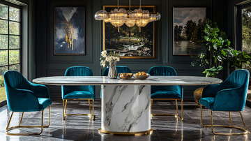 轻奢现代化大理石餐桌